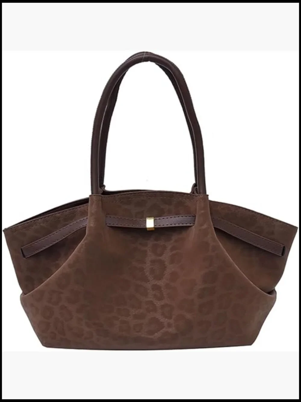 Leopard Print Faux Suede Tote Hobo Bag Large Capacity Shoulder Handbag Vintage